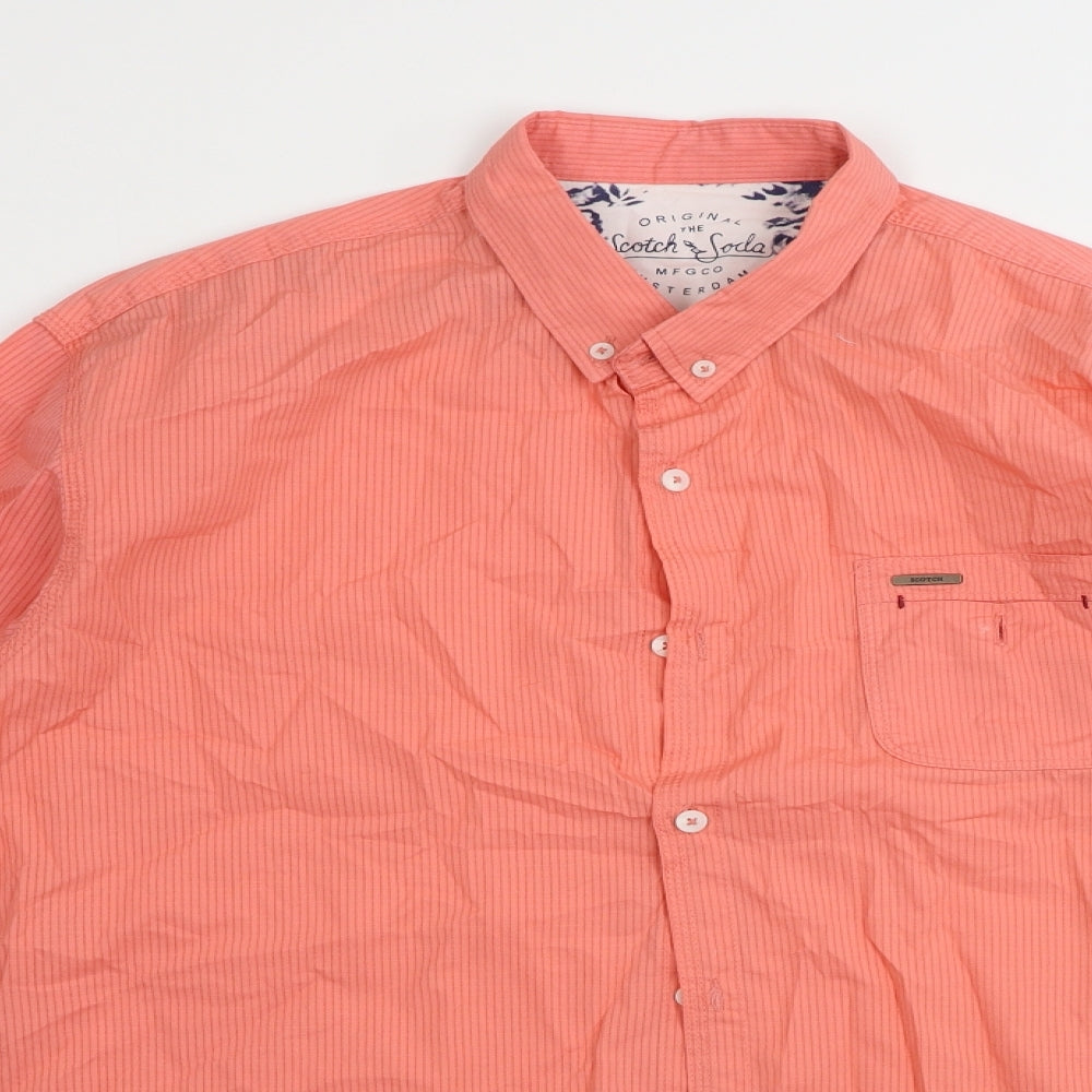 Scotch & Soda   Mens Pink Striped   Button-Up Size 2XL