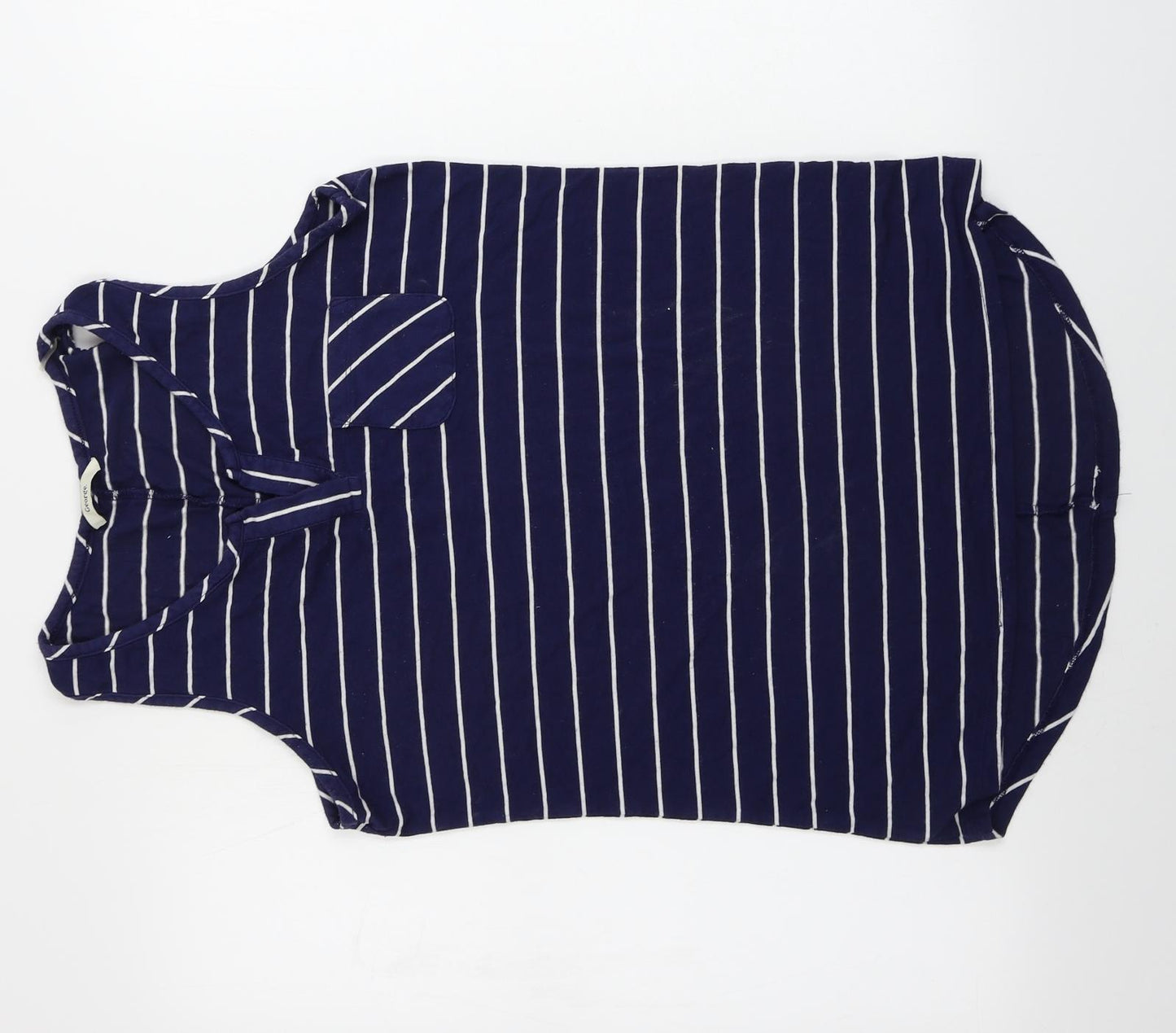 George  Womens Blue Striped  Basic T-Shirt Size 10