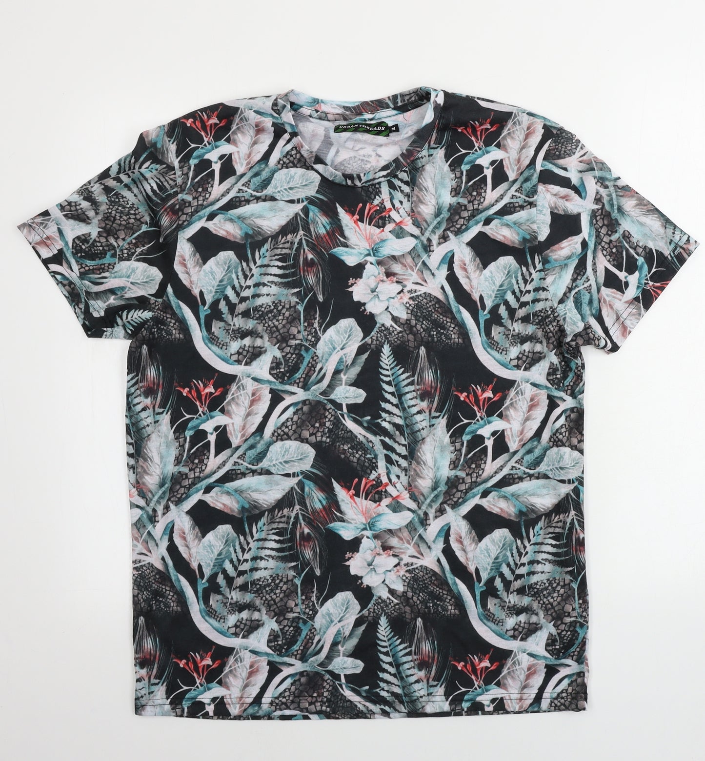 Urban Threads   Mens Black Floral   T-Shirt Size L