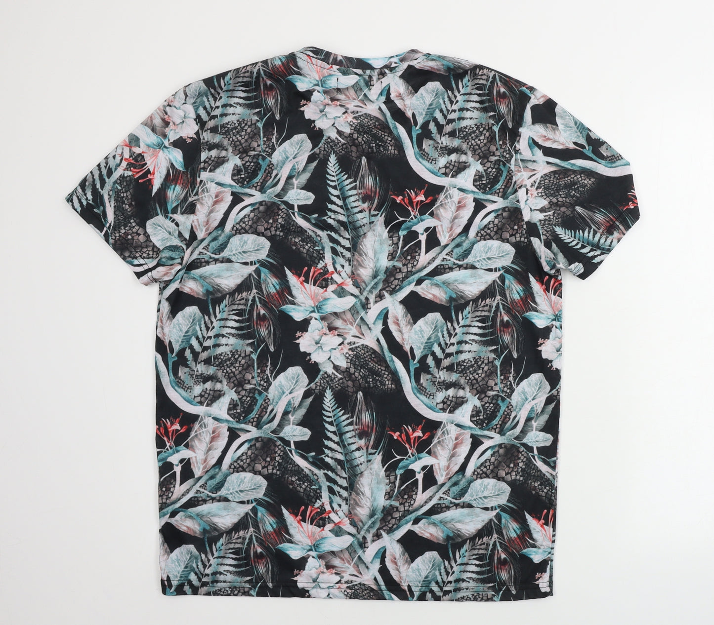Urban Threads   Mens Black Floral   T-Shirt Size L