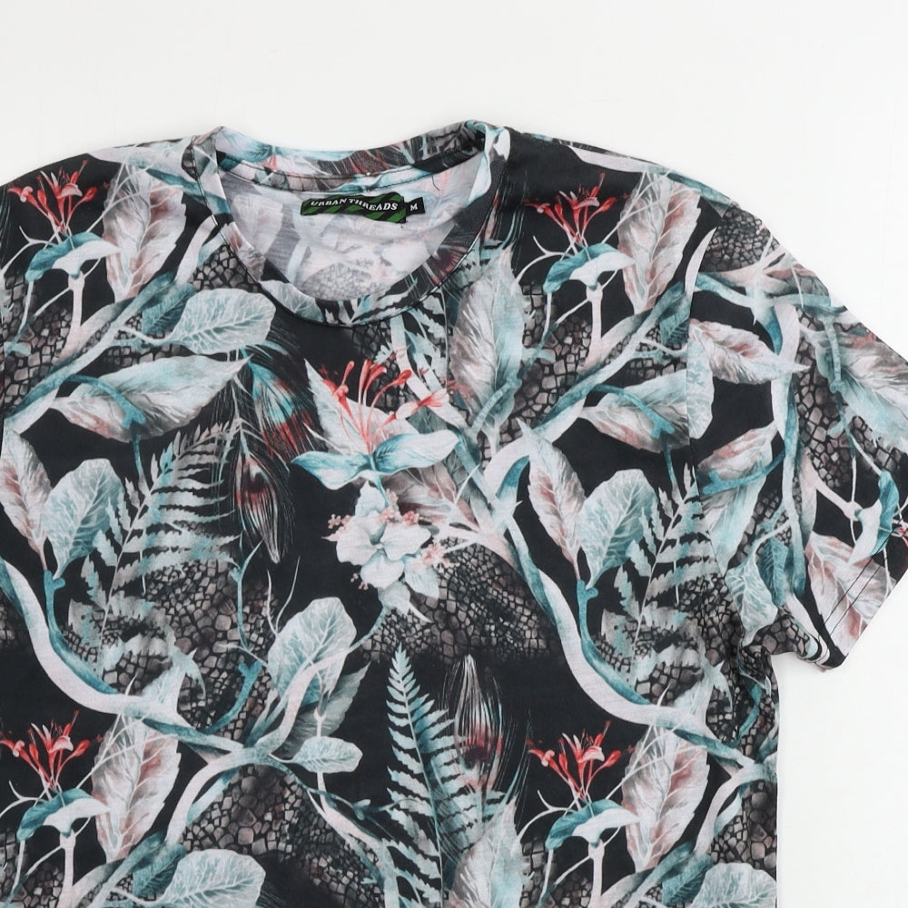 Urban Threads   Mens Black Floral   T-Shirt Size L