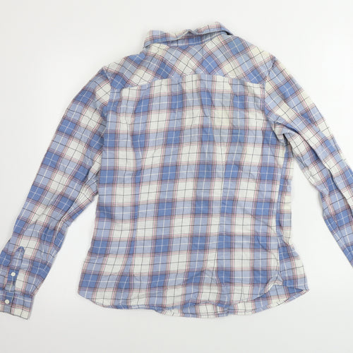 H&M  Womens Blue Check  Basic Button-Up Size 16