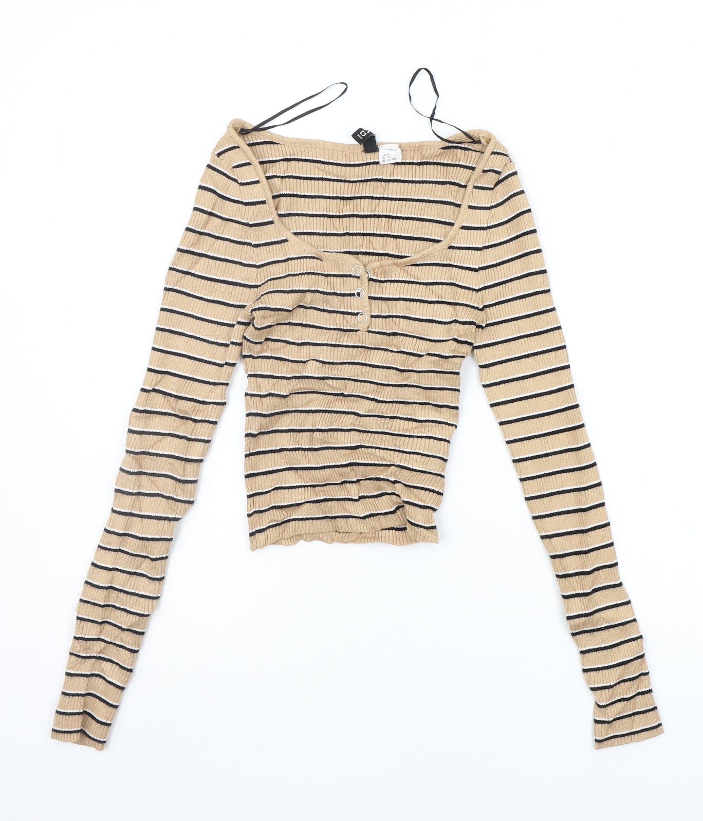 DIVDED Womens Beige Striped  Pullover Jumper Size XS