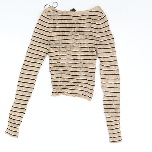 DIVDED Womens Beige Striped  Pullover Jumper Size XS