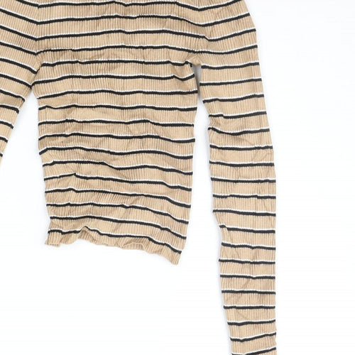 DIVDED Womens Beige Striped  Pullover Jumper Size XS