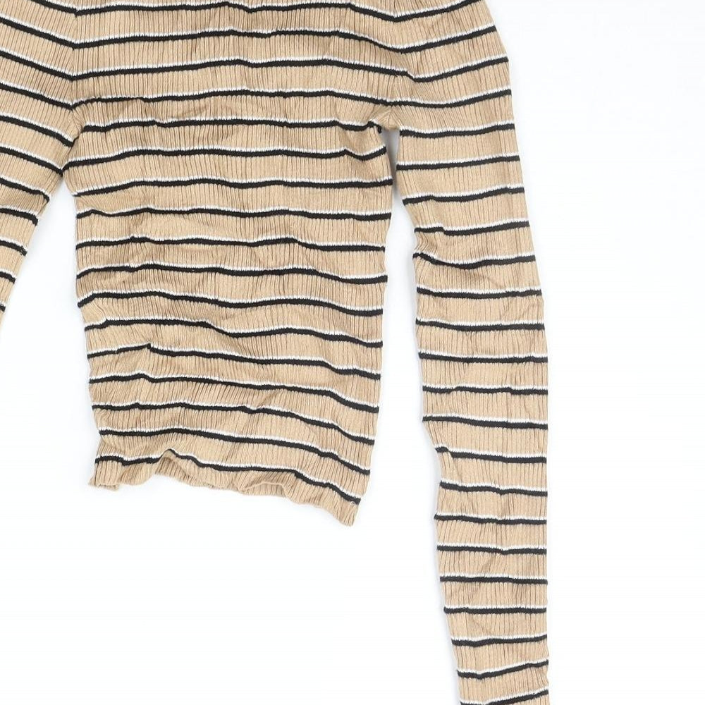 DIVDED Womens Beige Striped  Pullover Jumper Size XS