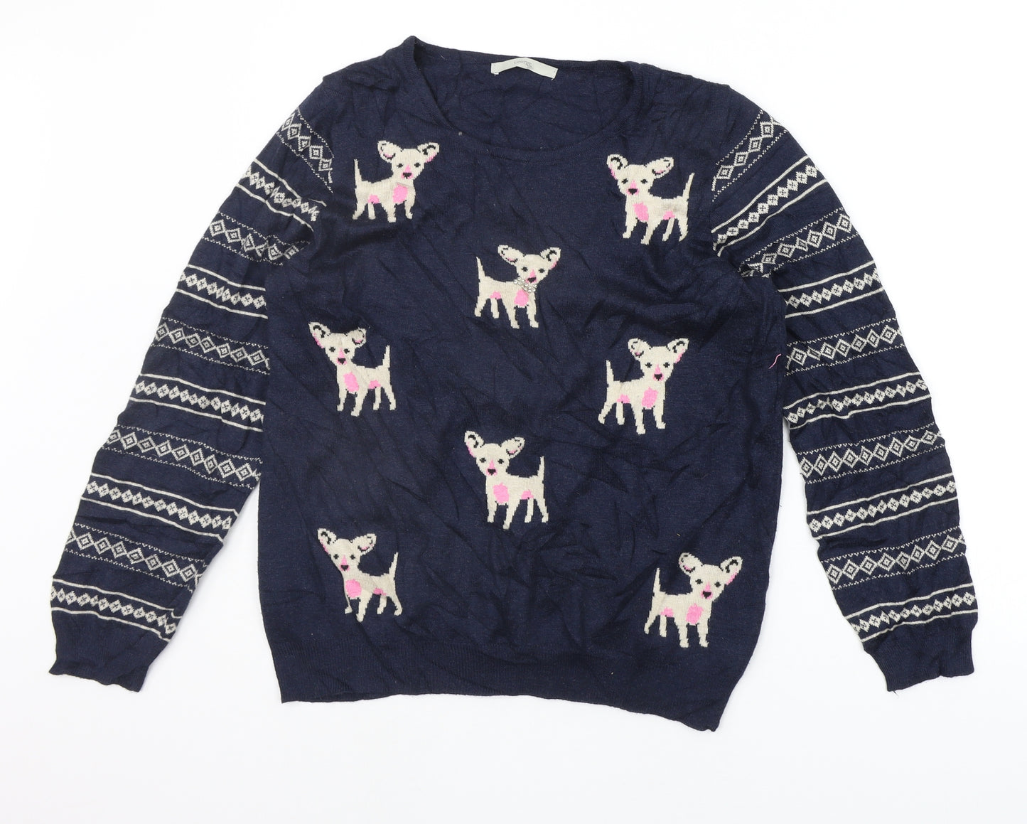 George Womens Blue Geometric  Pullover Jumper Size 16  - DOG