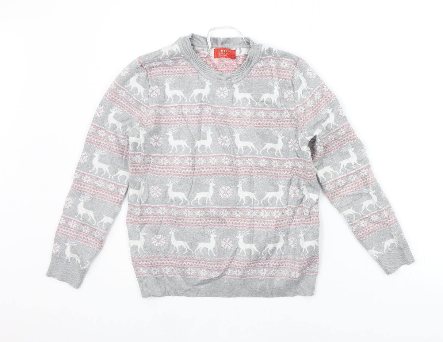 Primark Womens Grey Geometric  Pullover Jumper Size M  - christams