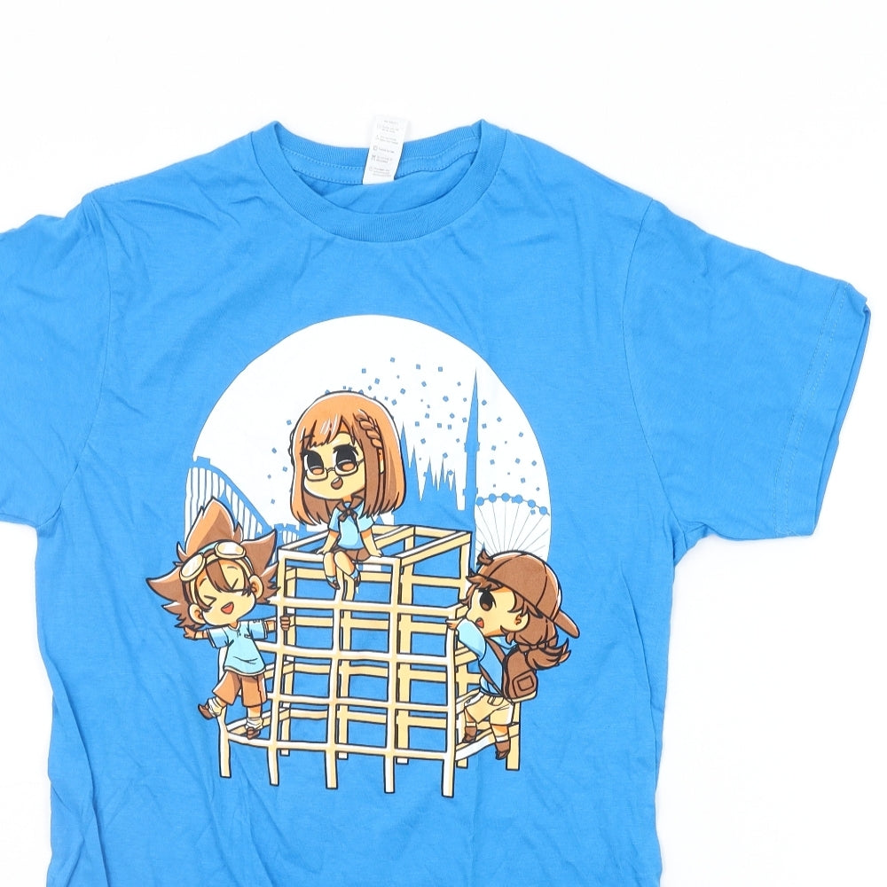 SMART BLANKS Mens Blue Houndstooth   T-Shirt Size S