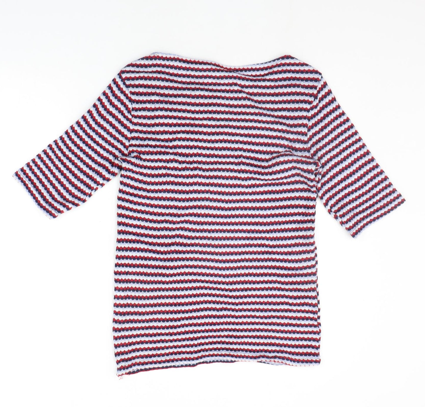 Zara Womens Blue Striped  Henley Jumper Size S