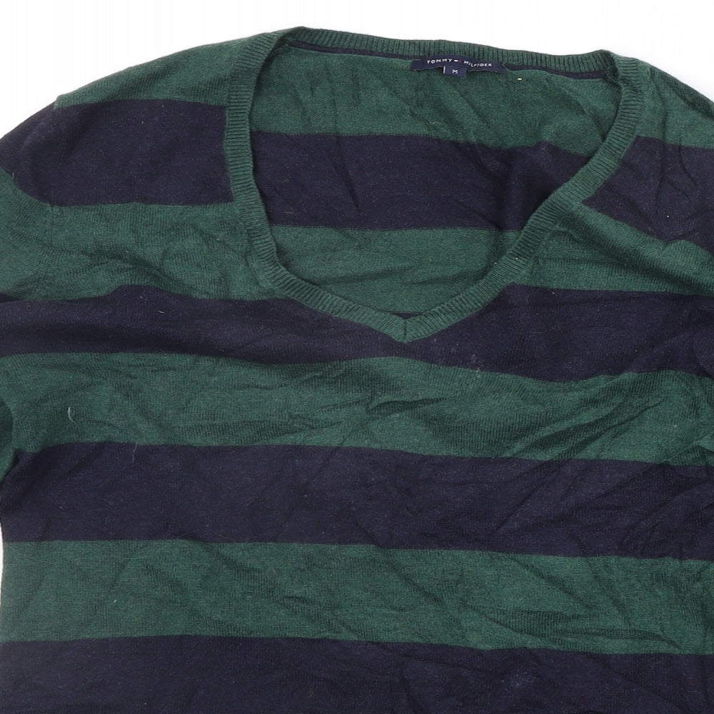 Tommy Hilfiger Womens Green Striped  Pullover Jumper Size M