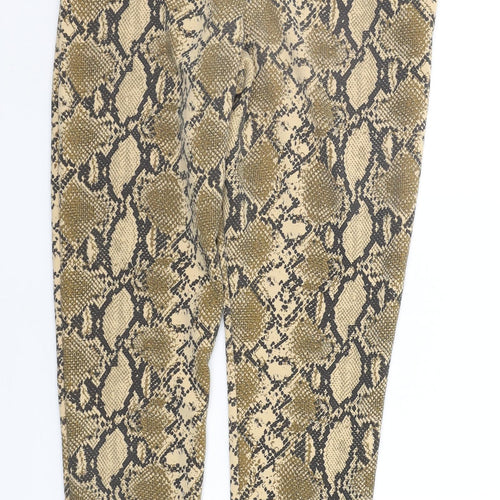 Boohoo Womens Beige Animal Print  Jegging Leggings Size 10 L26 in