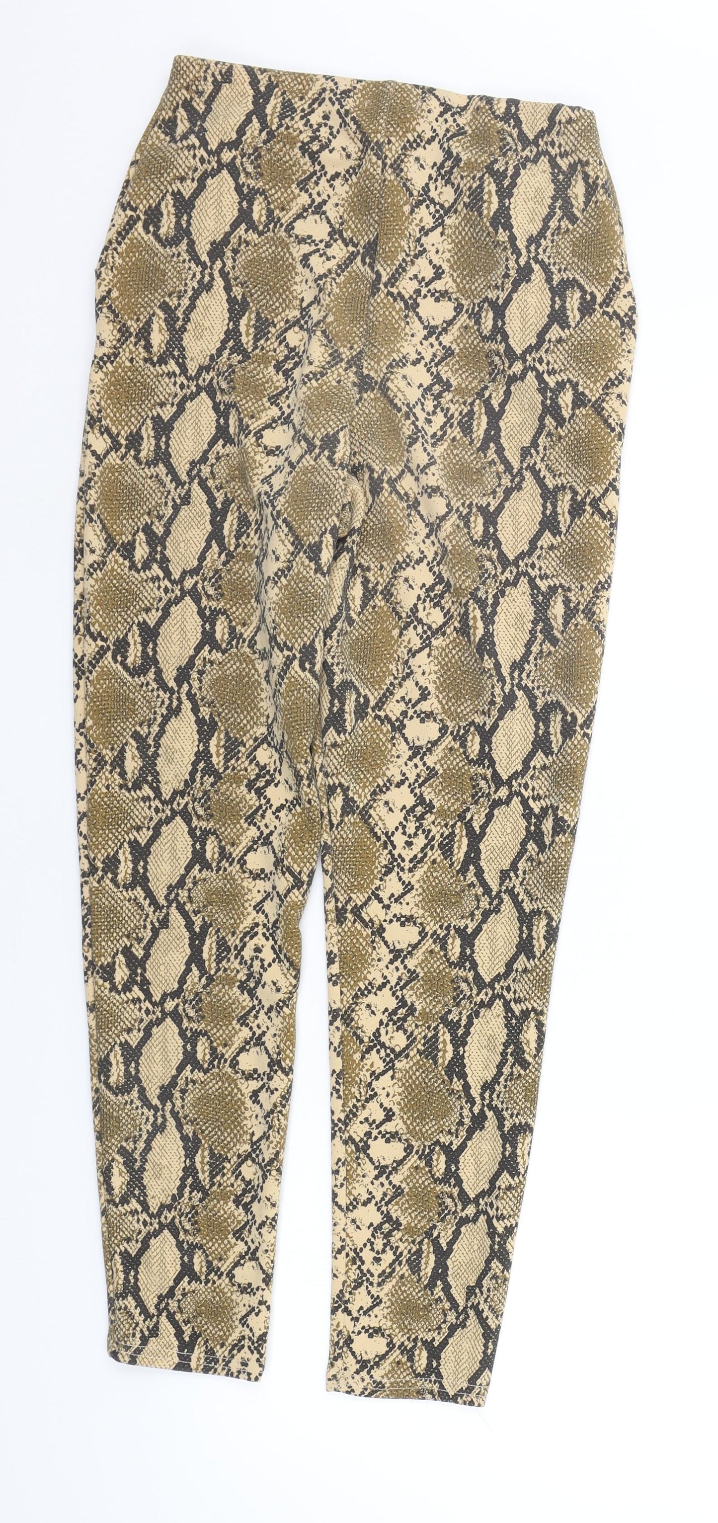 Boohoo Womens Beige Animal Print  Jegging Leggings Size 10 L26 in