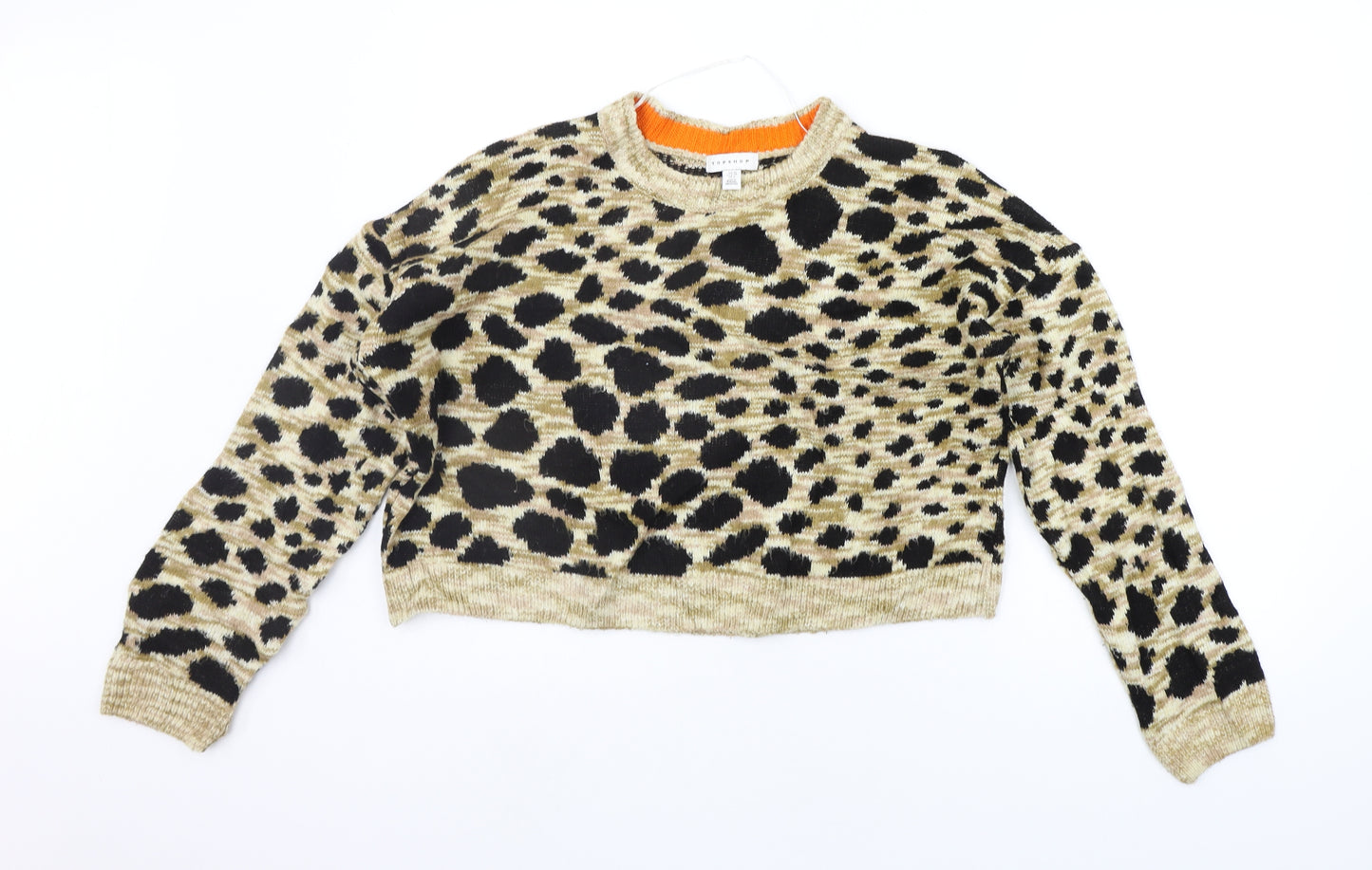 Topshop Womens Beige Animal Print  Pullover Jumper Size 10