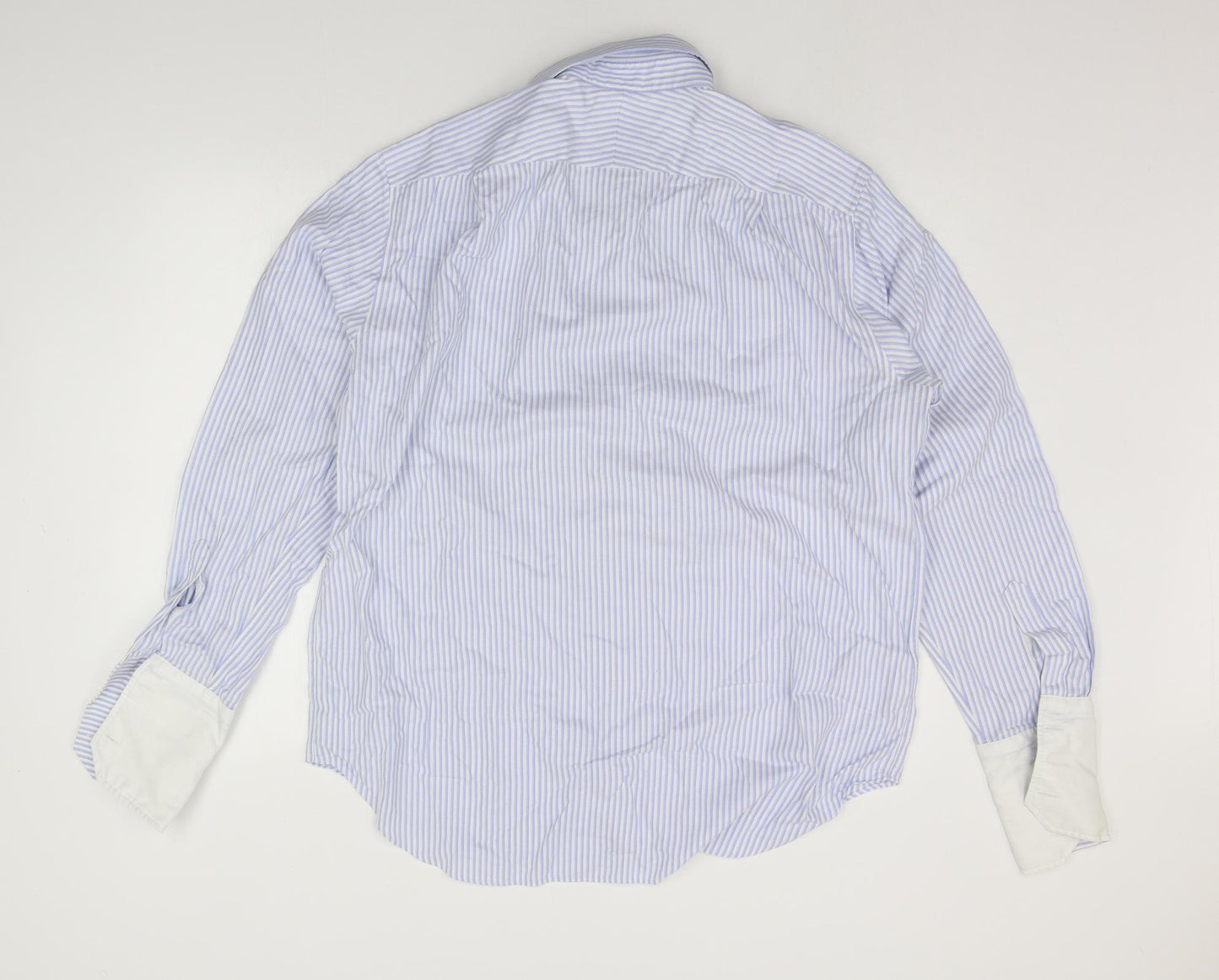 Marks and Spencer Mens Blue Striped   Button-Up Size 17