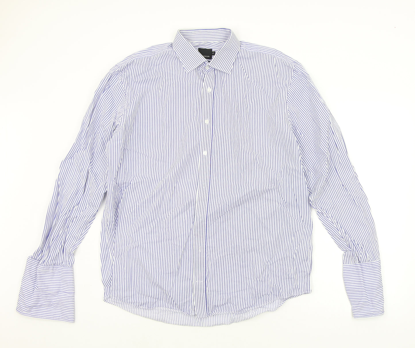 Baumer Mens Blue Striped   Button-Up Size 17
