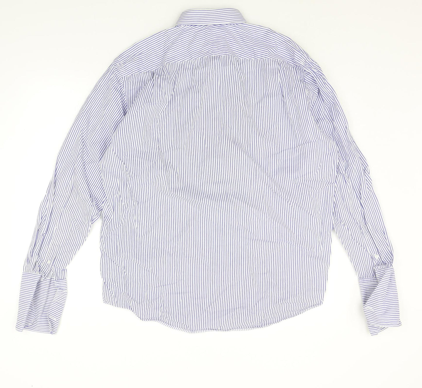 Baumer Mens Blue Striped   Button-Up Size 17