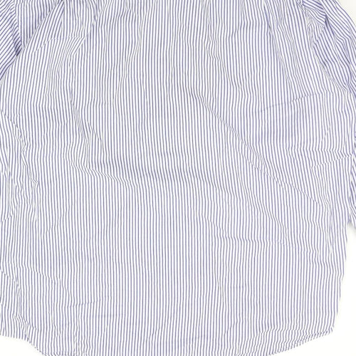 Baumer Mens Blue Striped   Button-Up Size 17
