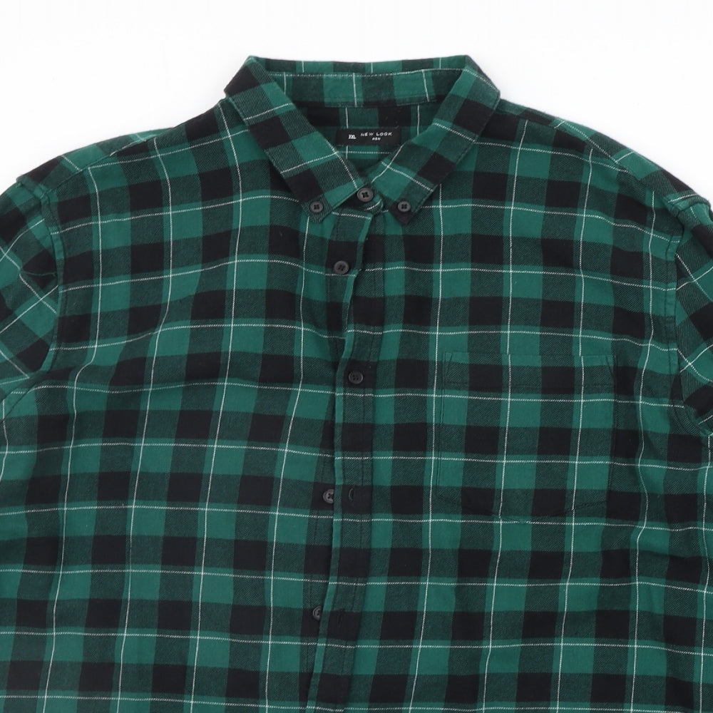 New Look Mens Green Check   Button-Up Size 2XL
