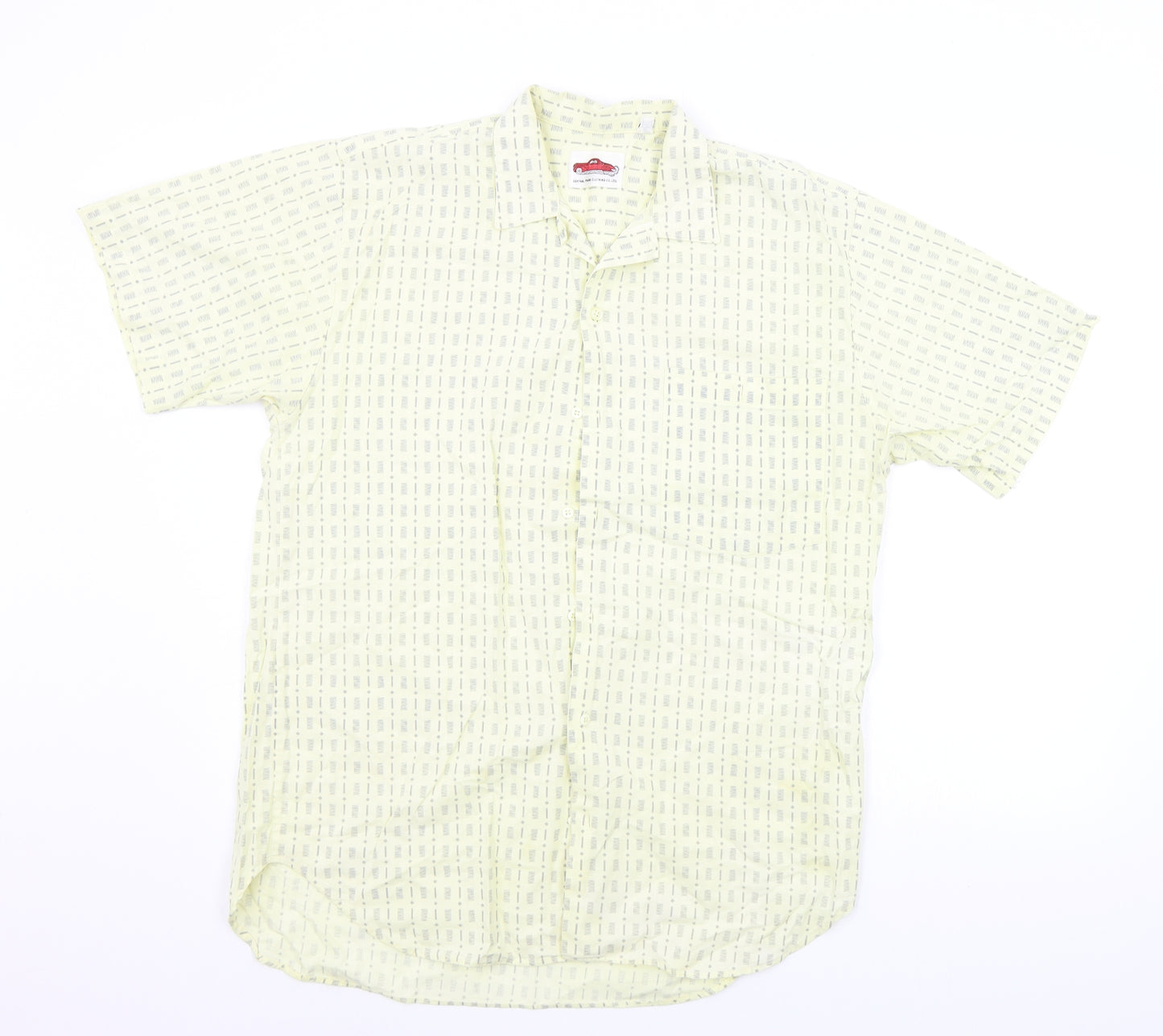 Central Park West Mens Yellow Geometric   Button-Up Size M