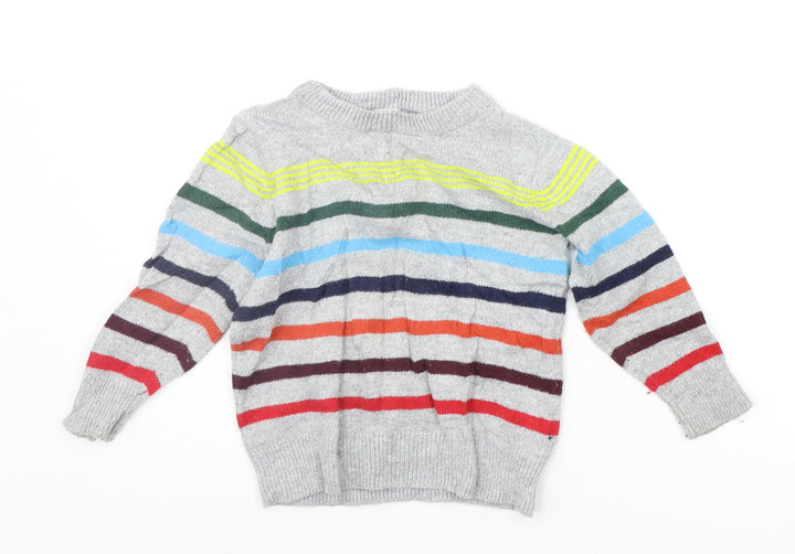 Gap Girls Grey Striped Pullover Jumper Size 2 Years