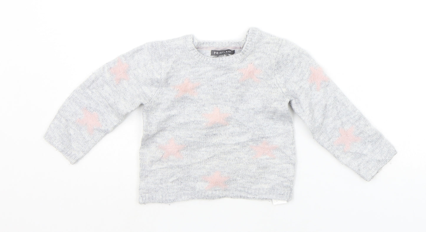 Primark Baby Grey Geometric  Pullover Jumper Size 12-18 Months  - STARS
