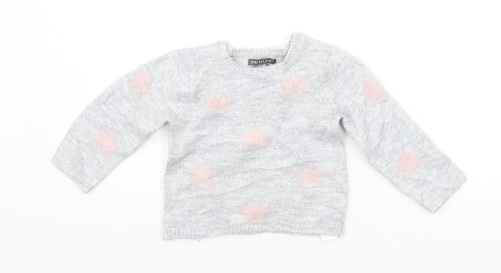 Primark Baby Grey Geometric  Pullover Jumper Size 12-18 Months  - STARS