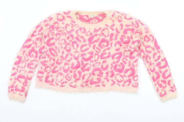 River Island Womens Pink Animal Print  Pullover Jumper Size 10