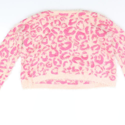 River Island Womens Pink Animal Print  Pullover Jumper Size 10