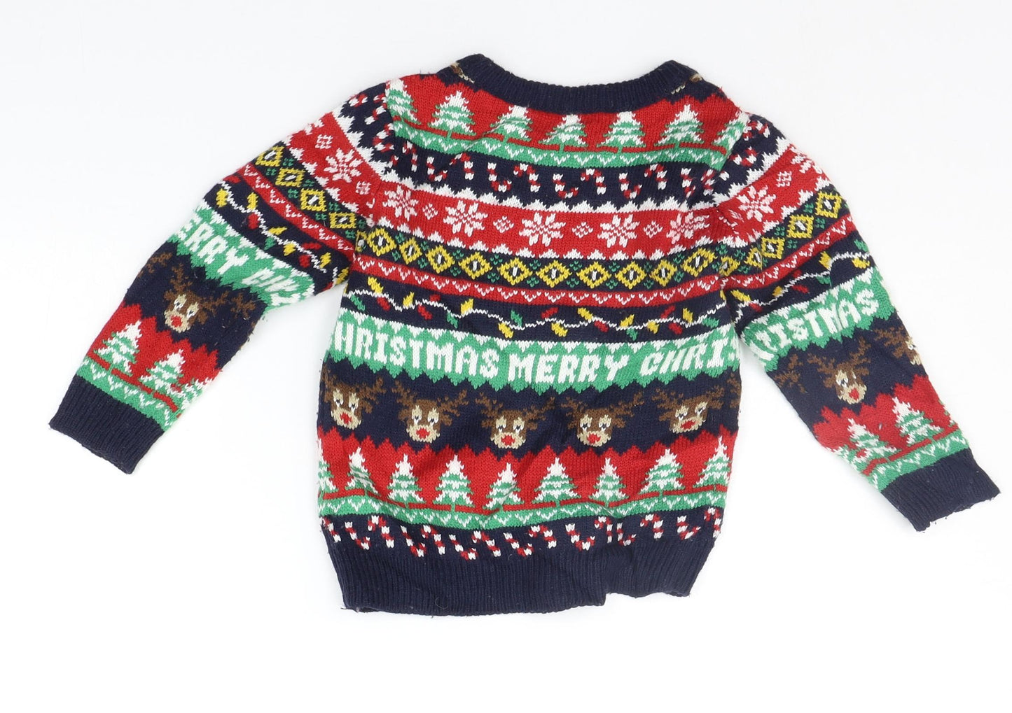 Matalan Boys Blue Geometric  Pullover Jumper Size 2-3 Years