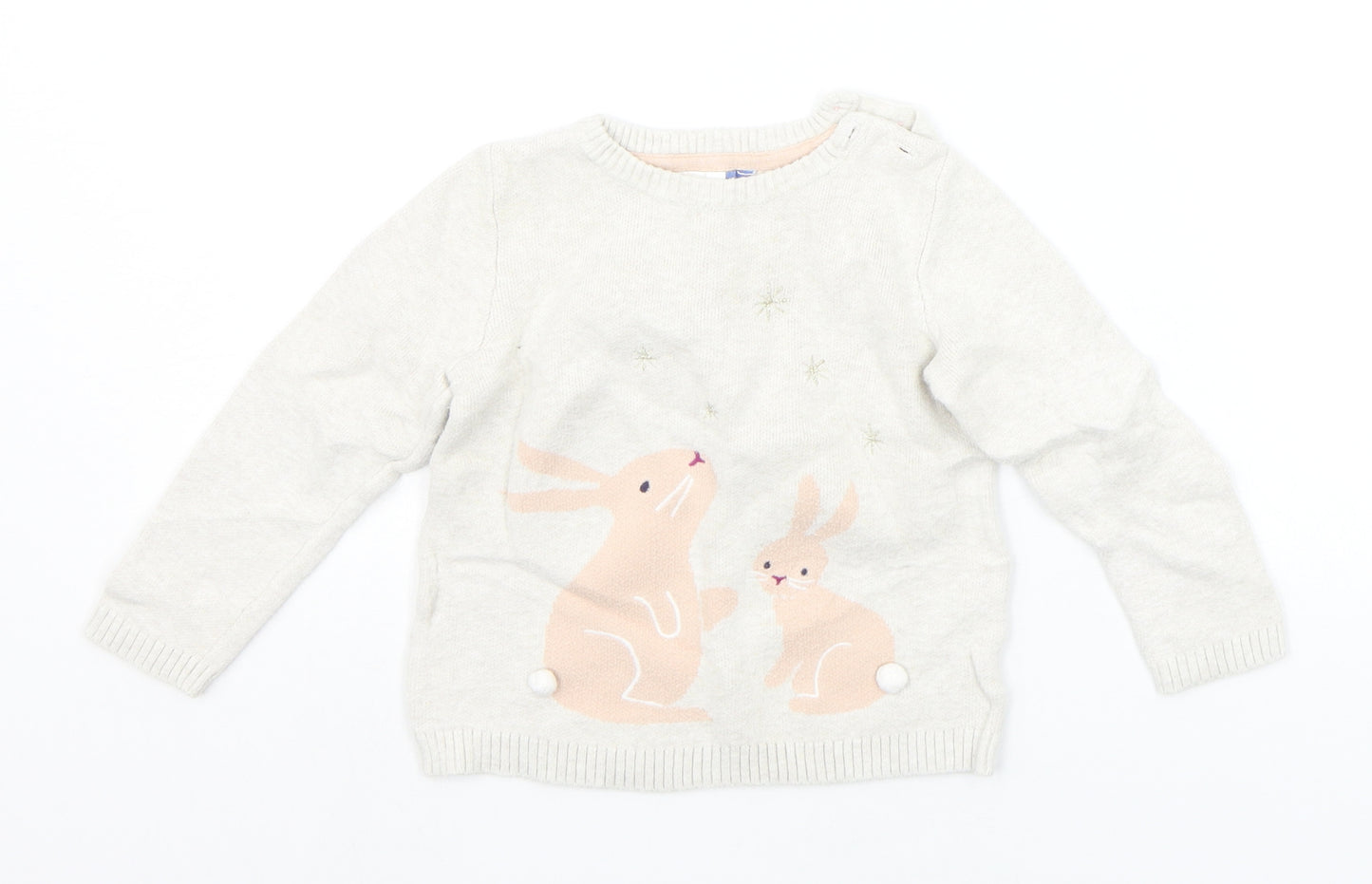 John Lewis Baby Beige   Pullover Jumper Size 18-24 Months  - RABBIT