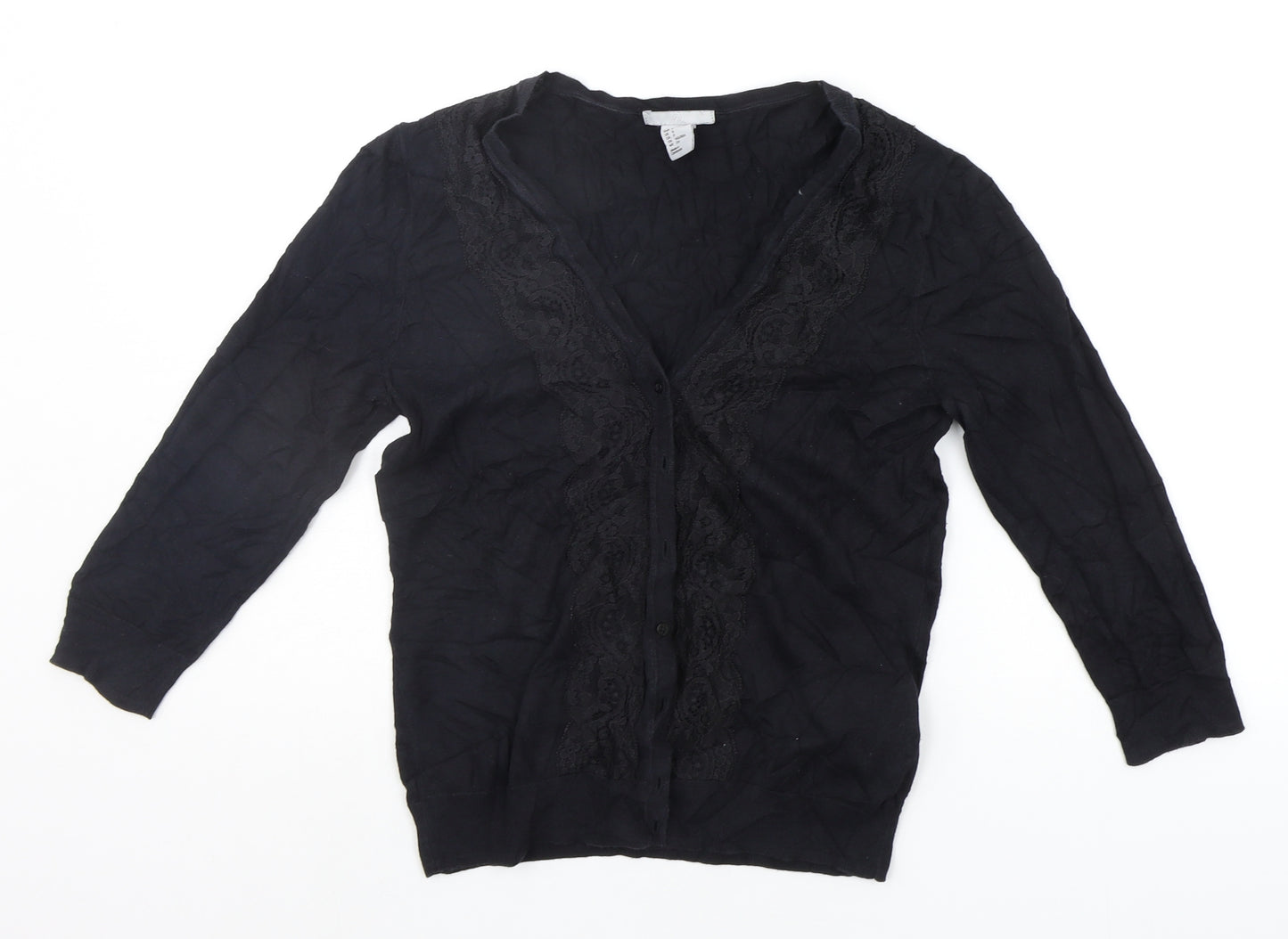 H&M Womens Black Houndstooth  Cardigan Jumper Size S