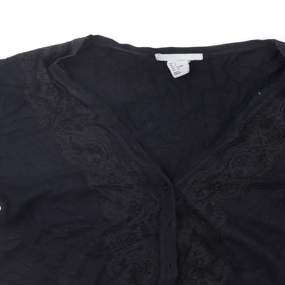 H&M Womens Black Houndstooth  Cardigan Jumper Size S