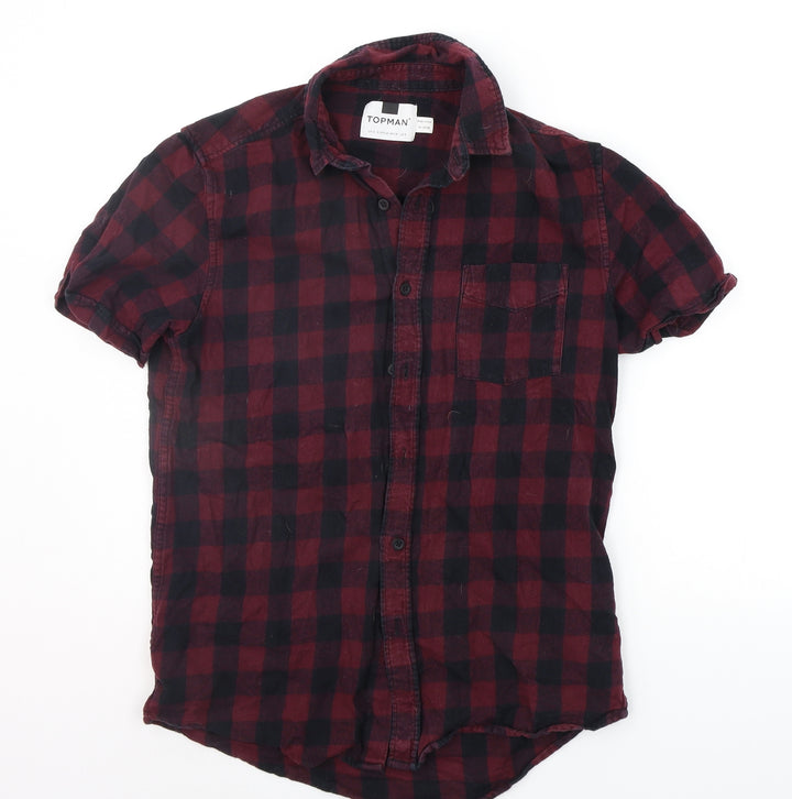 Topshop Girls Red Check  Basic Button-Up Size S