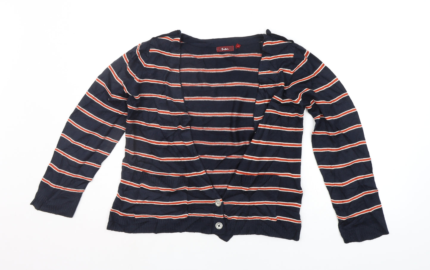 folica Womens Blue Striped  Cardigan Jumper Size S