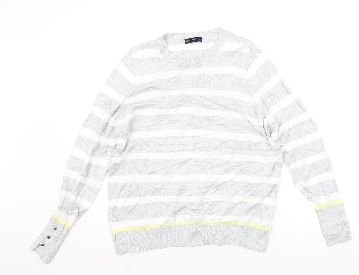 F&F Womens Grey Striped  Pullover Jumper Size 18