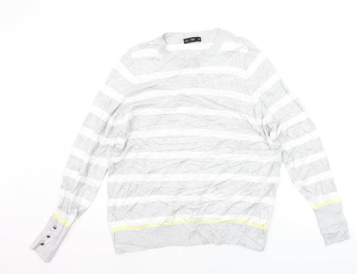 F&F Womens Grey Striped  Pullover Jumper Size 18