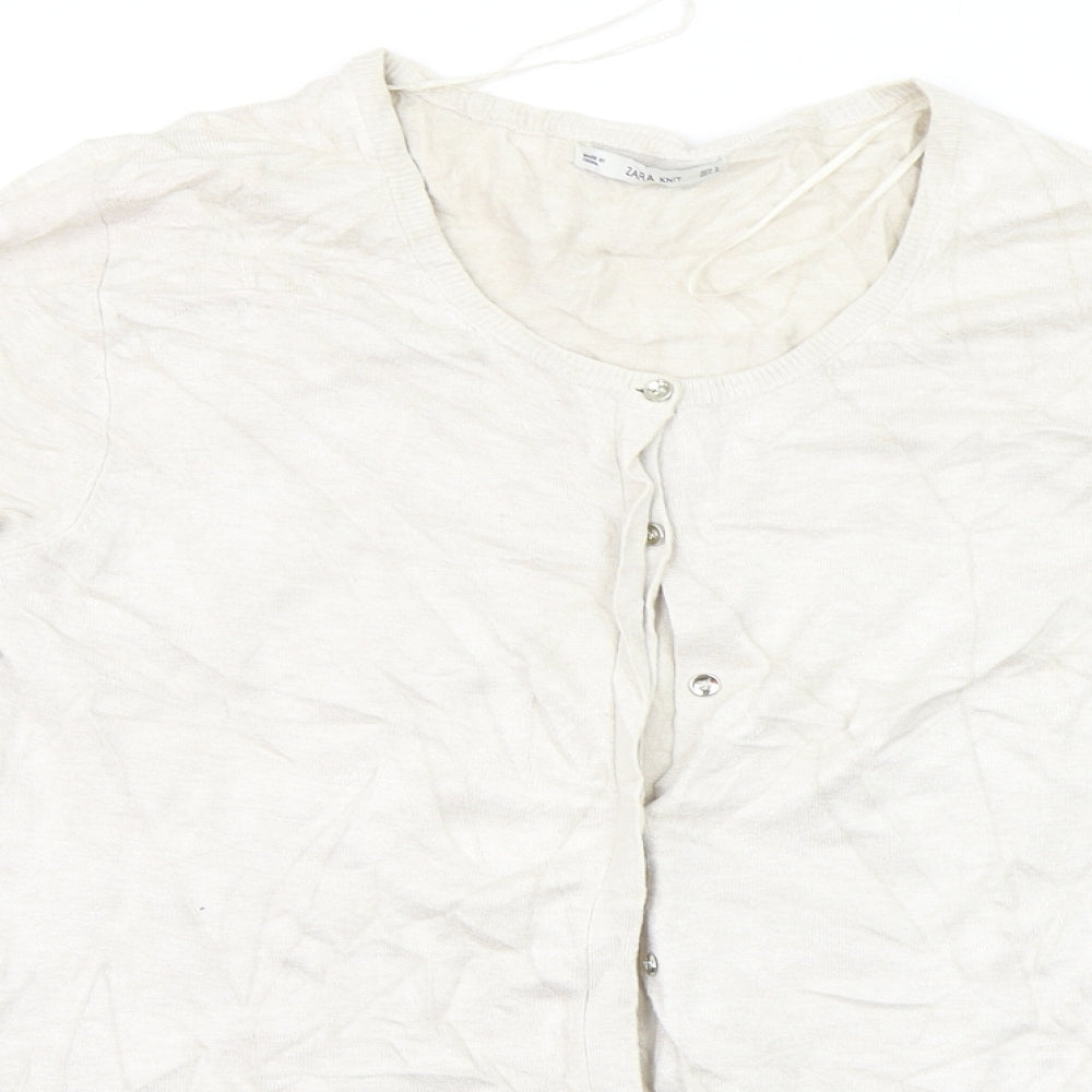 Zara Womens Beige   Cardigan Jumper Size L