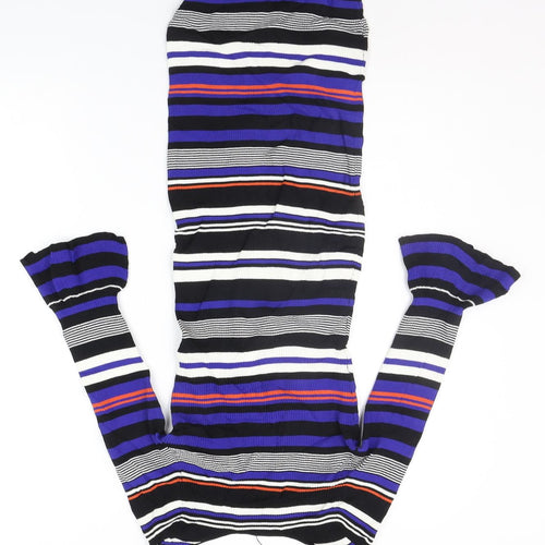 Miss Selfridge Womens Blue Striped  A-Line  Size 10