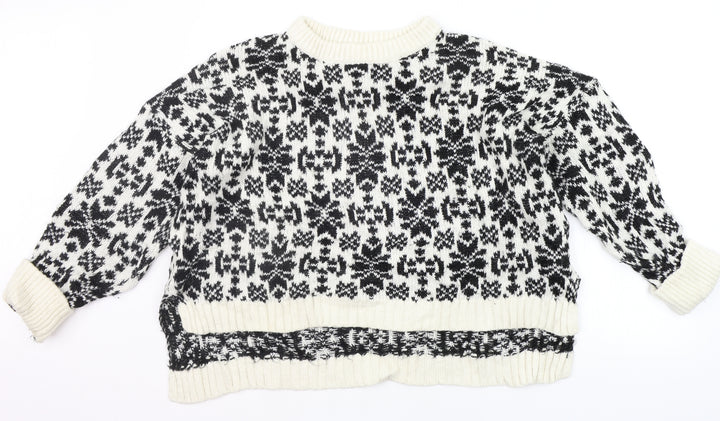 H&M Womens Black Geometric Pullover Jumper Size M