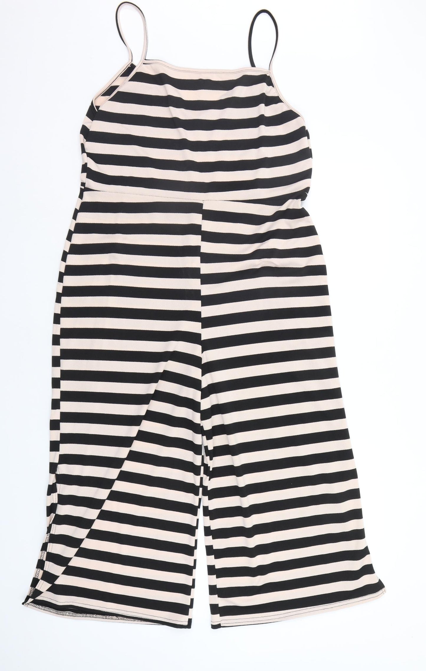 Boohoo Womens Beige Striped  Jumpsuit One-Piece Size 18