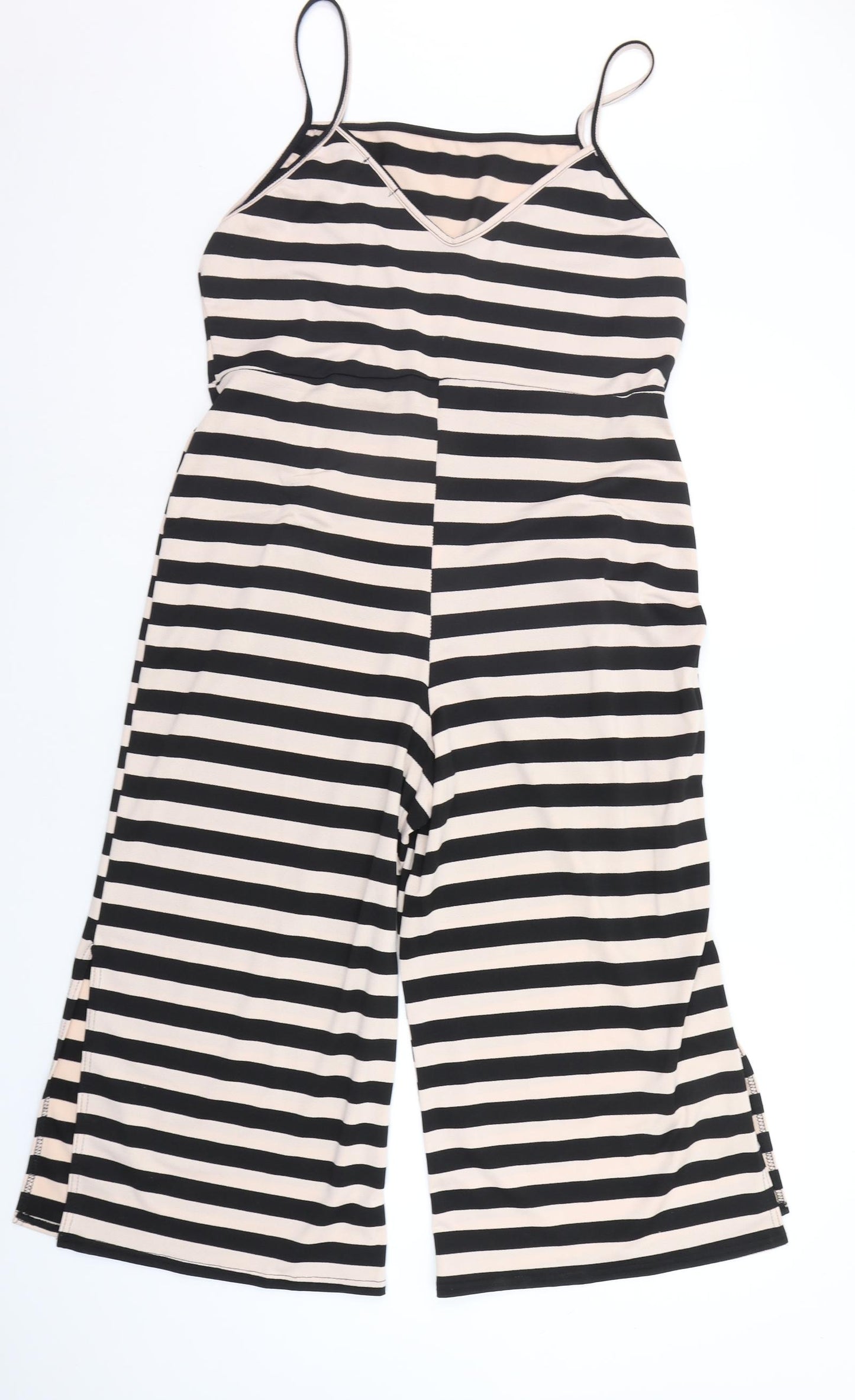 Boohoo Womens Beige Striped  Jumpsuit One-Piece Size 18