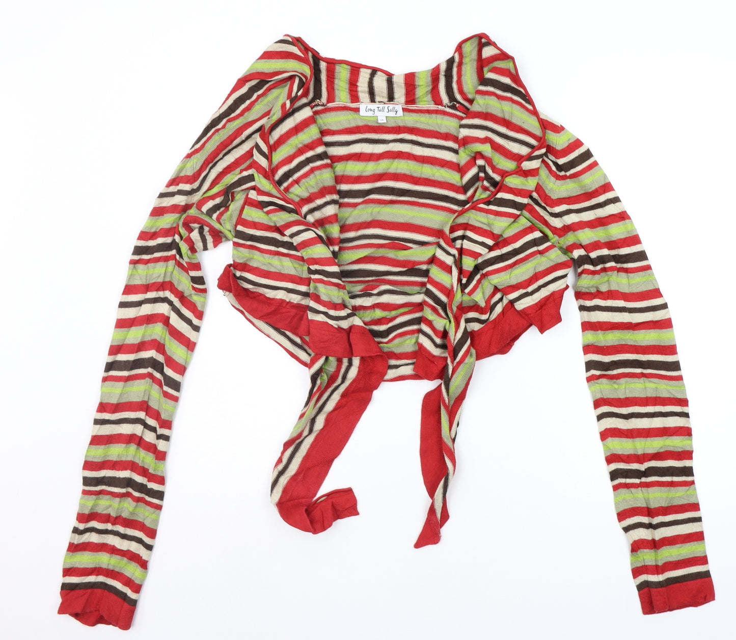 Long Tall Sally Womens Red Striped  Cardigan Jumper Size 14