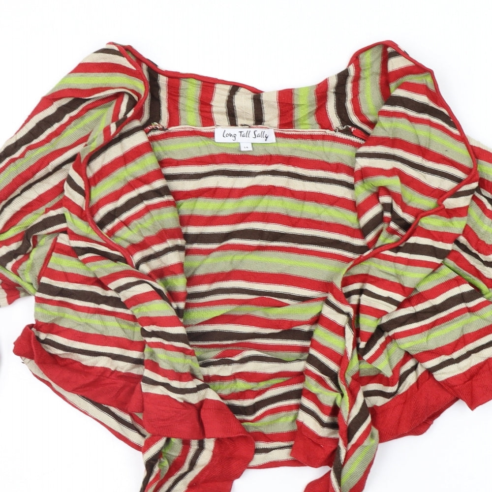 Long Tall Sally Womens Red Striped  Cardigan Jumper Size 14