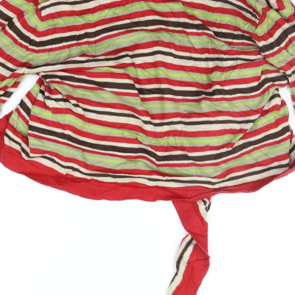 Long Tall Sally Womens Red Striped  Cardigan Jumper Size 14