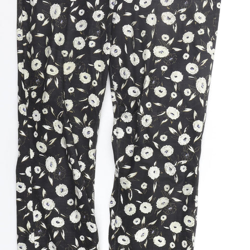 NEXT Womens Black Floral  Trousers  Size 8 L27 in