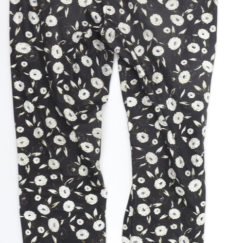 NEXT Womens Black Floral  Trousers  Size 8 L27 in