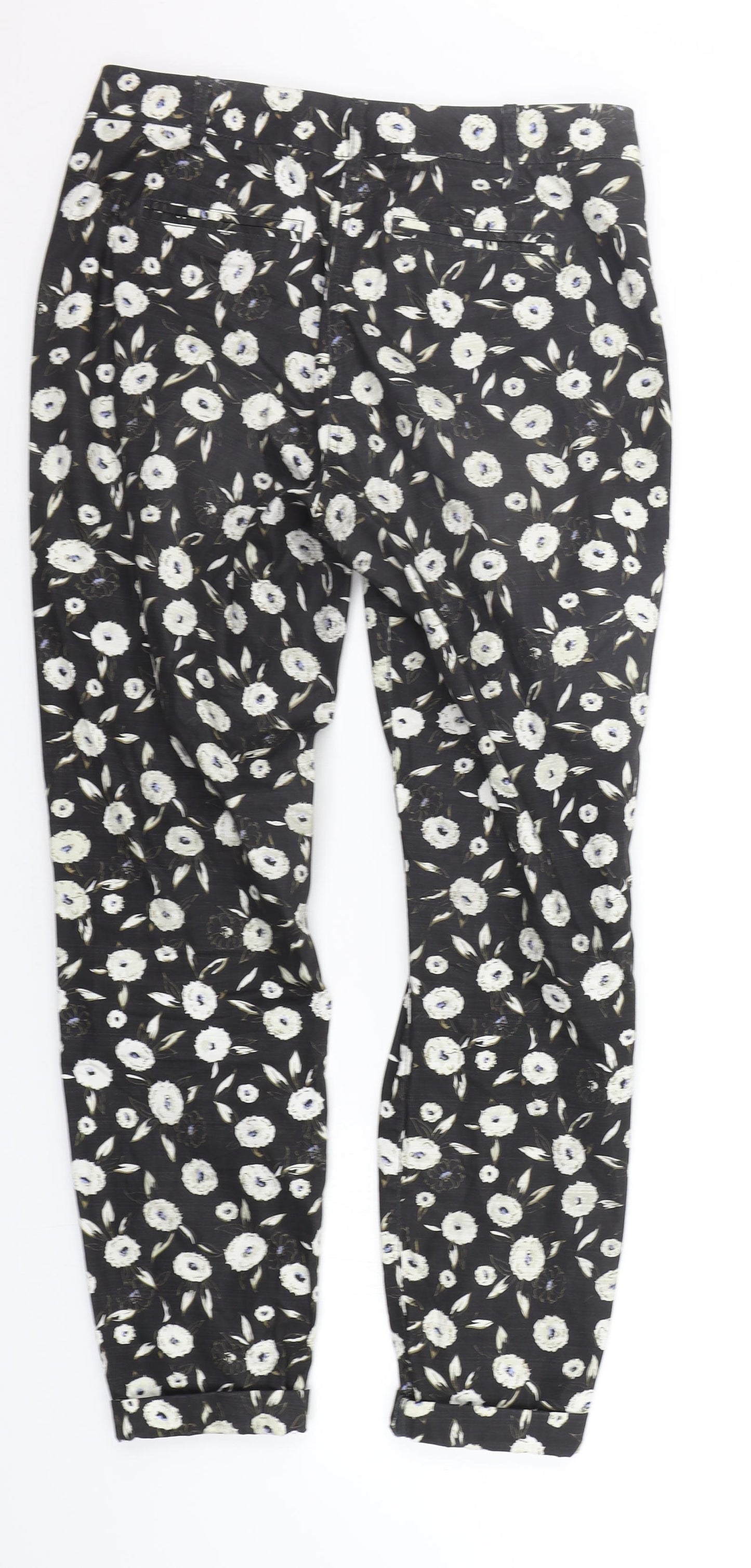 NEXT Womens Black Floral  Trousers  Size 8 L27 in