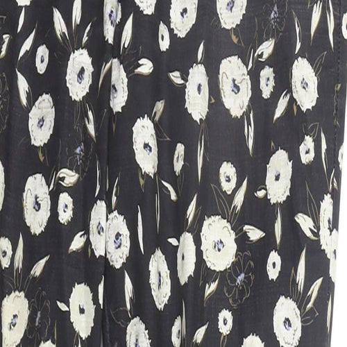 NEXT Womens Black Floral  Trousers  Size 8 L27 in
