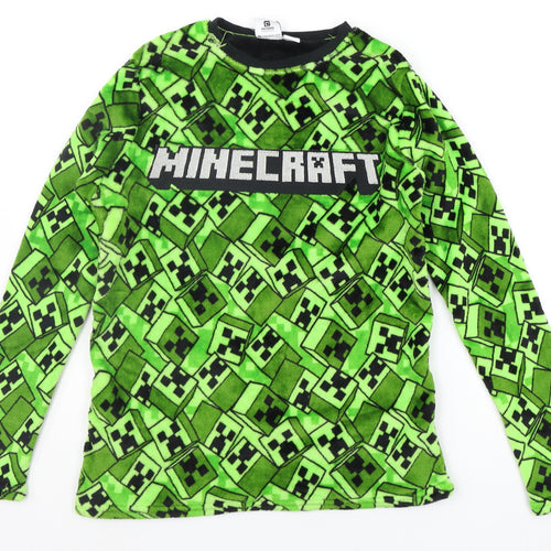 Primark Girls Green Solid  Top Pyjama Top Size 13-14 Years  - MINECRAFT